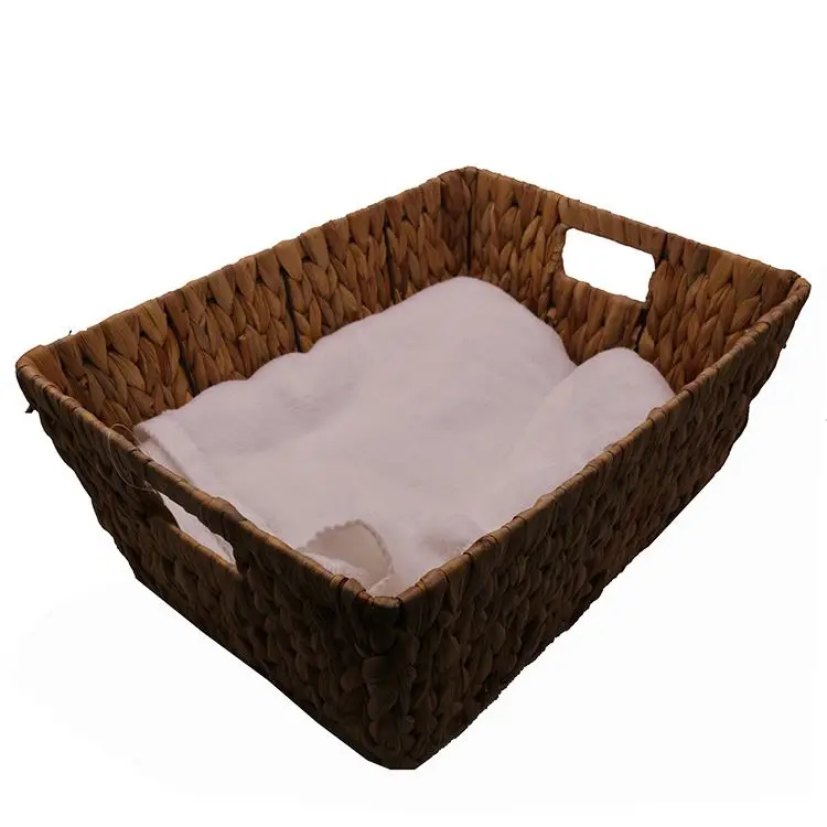 

wholesale european style eco friendly decorative natural seagrass square food storage container cabinet water hyacinth basket