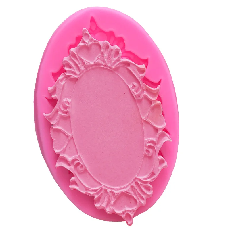 

DIY Baking Valentine's Day European Style Photo Frame/Mirror Frame/Nameplate Fondant Silicone Chocolate Clay Mold Accessories