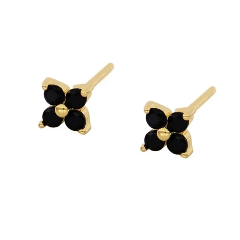 

Summer hot-selling fashion 18K Gold Plated simple lotus leaf turquoise diamond stud earrings