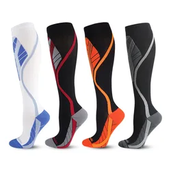 20-30mmHg Designed Geometric Jacquard Performance Athletic Compression Running Socks Men Women