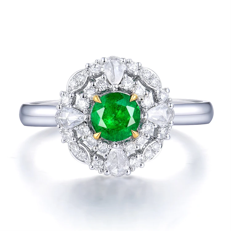 

SGARIT wholesale jewelry wedding engagement vivid green 0.62ct genuine emerald women ring 18k gold ring jewelry