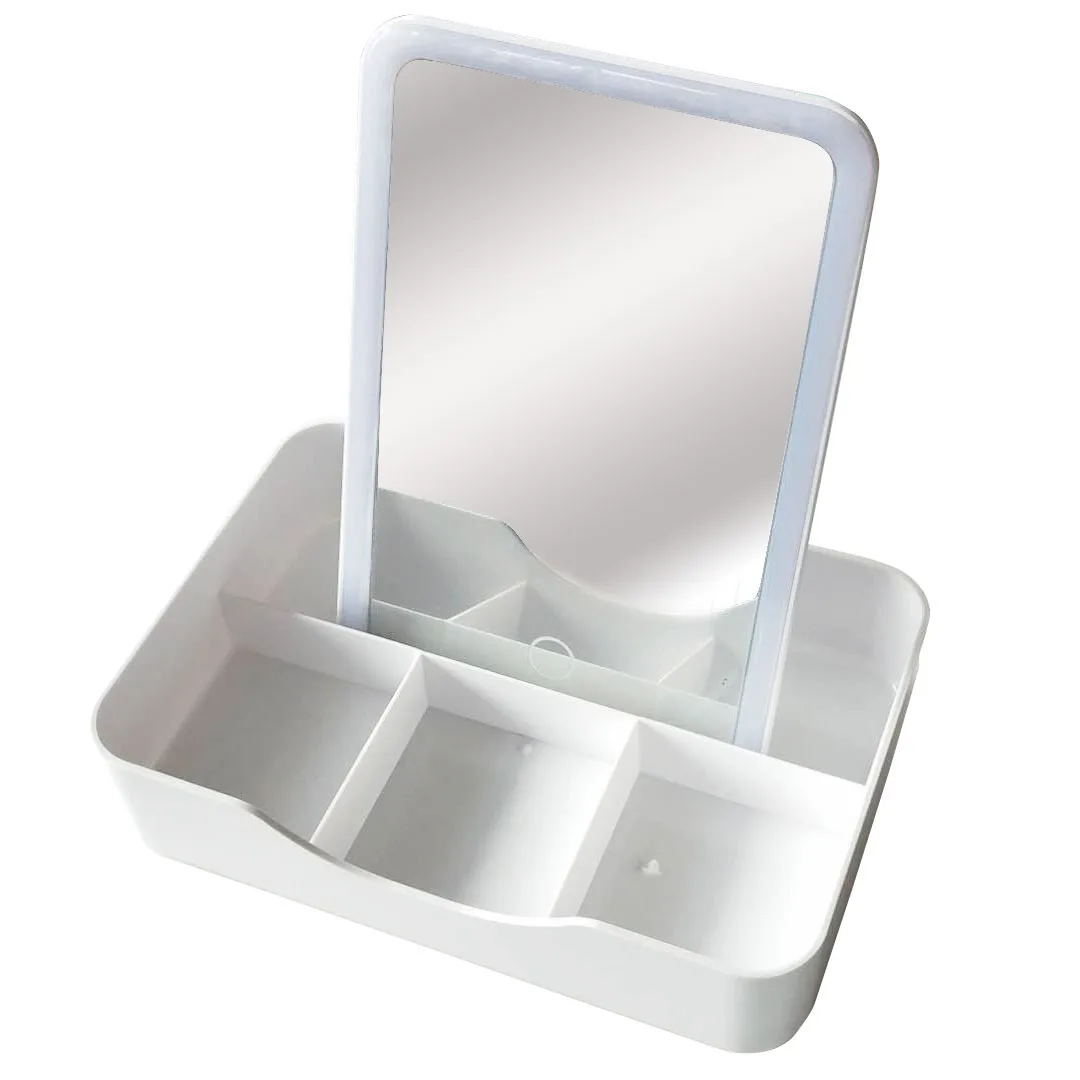 

Cosmetic Storage Box Removable Square Cosmetic Mirror With Bamboo Cover