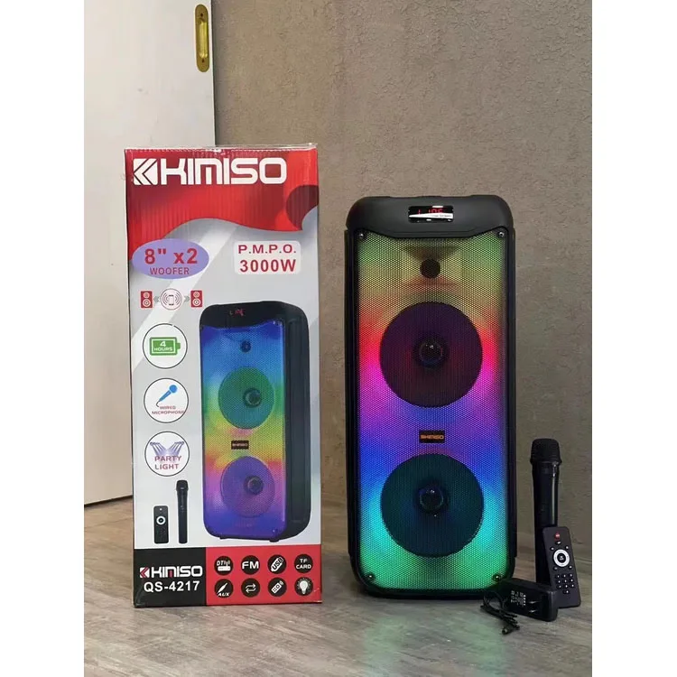 

QS-4217 New Design Wireless Portable Speaker KIMISO Double 8 Inch Horn Speaker Big Plastic Speaker With Adapter