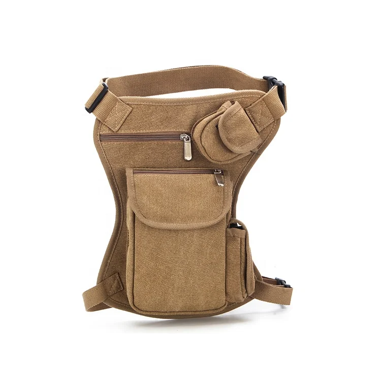

Durable Vintage Waterproof Tactical Canvas Waist Leg Bag for Motorcycle and Hunting, Black green brown khaki or custom