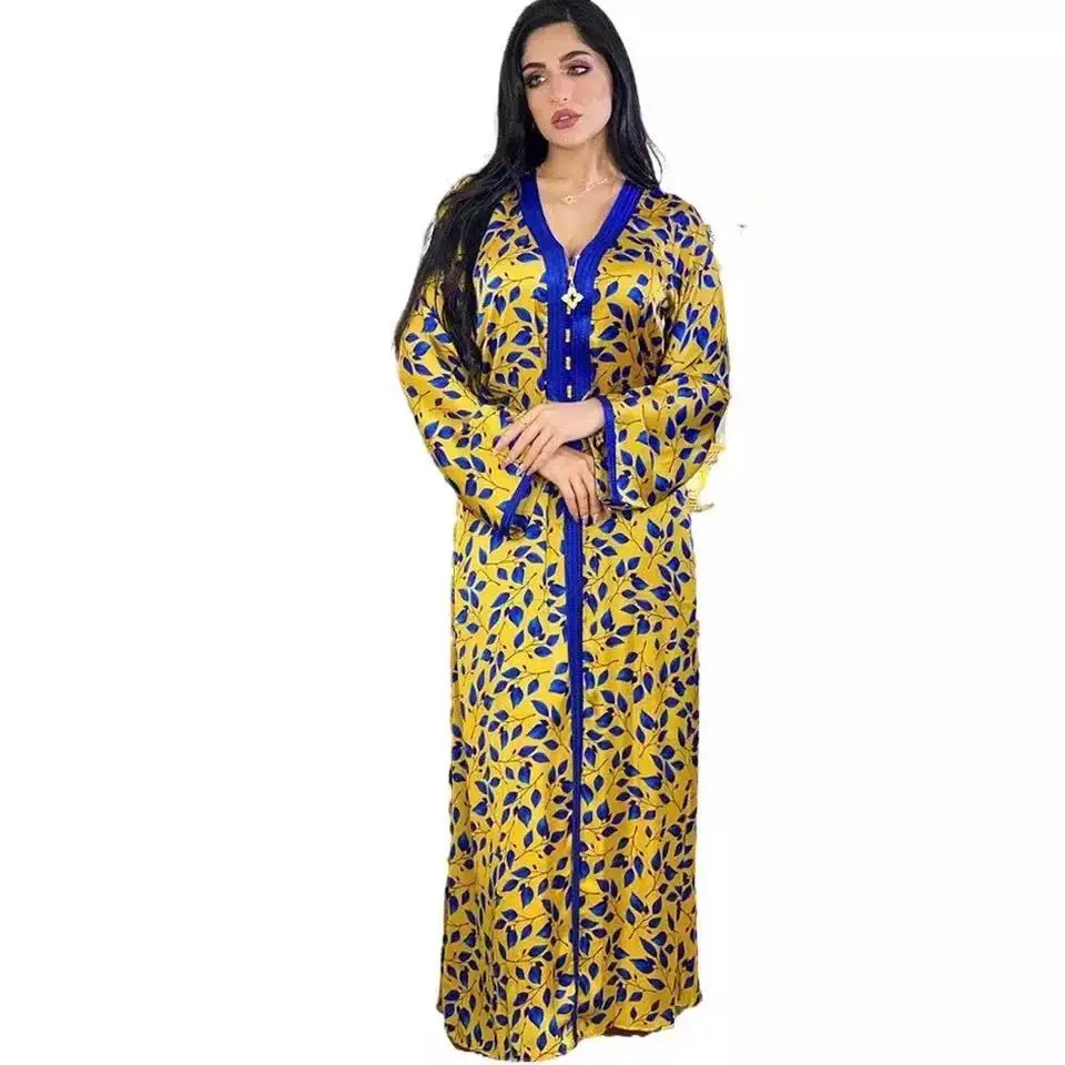 

2021 Women Kaftan Abaya Dubai Jalabiya Marocan Islamic Clothing Muslim Kaftan Dress For Women