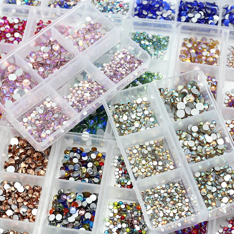 

XULIN flat crystal AB 6 Gird non hot fix crystal different color rhinestone small shine nail art rhinestone, Colors