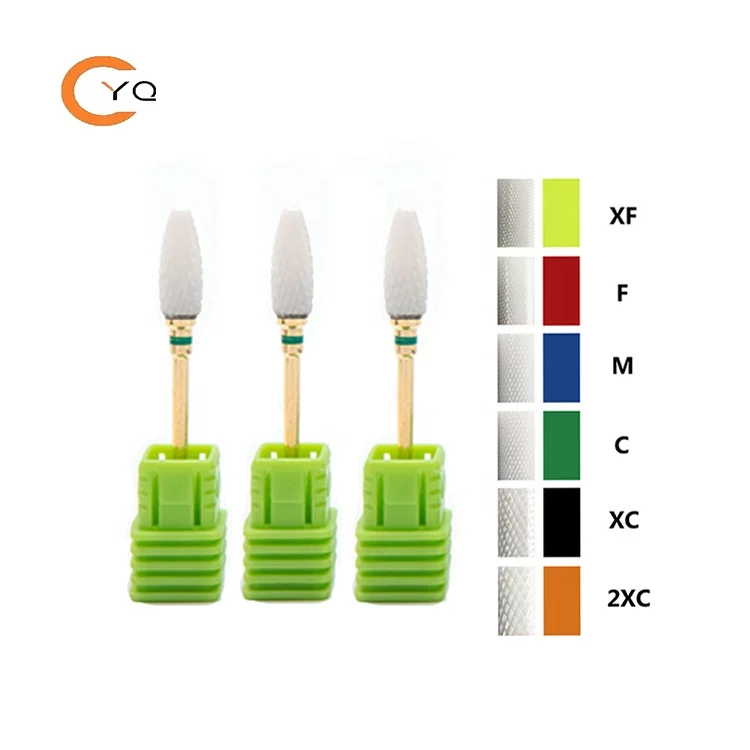 

ceramic women manicure tools nail drill bits for electric manicure rotary machine nail art, White/customized