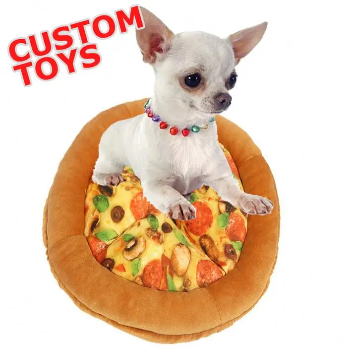 

2023 new Wholesale eco friendly designer cute pizza small pet dog chew toy soft squeaky plush dog toys