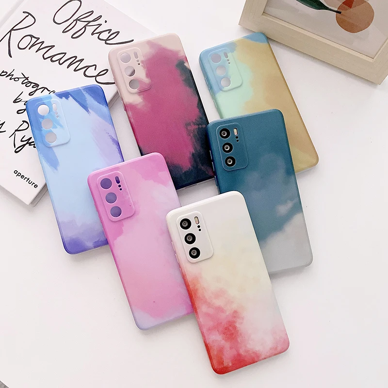 

2021 Nice Water Color Mobile Phone Case Soft TPU Cover for HUAWEI P40P