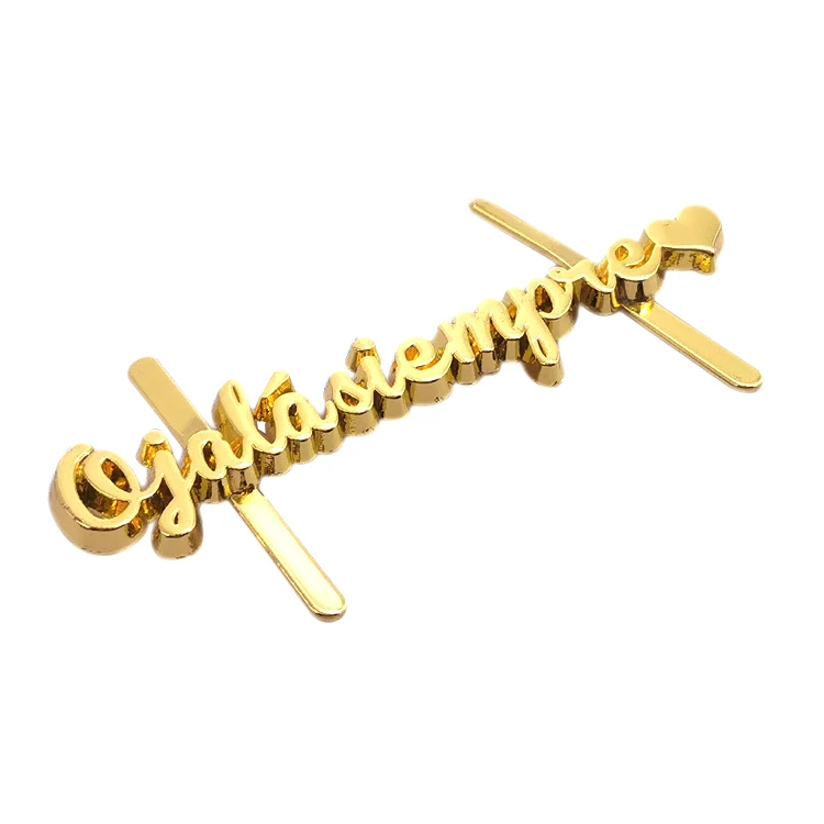 

Personalized letter brand name tag custom metal logo label plate for wallet