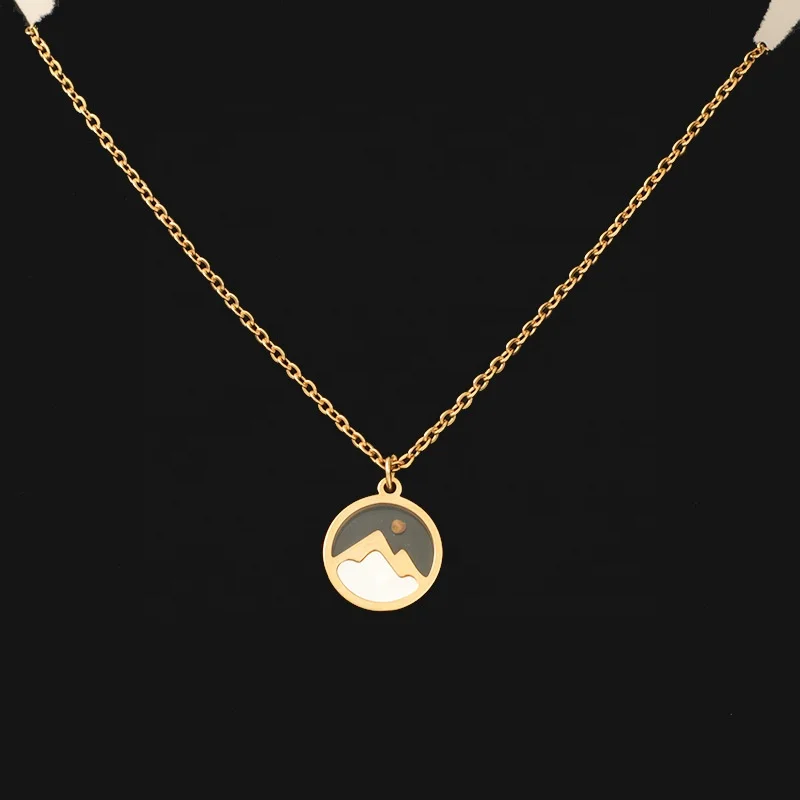 

Fashion Stainless Steel Shell Christian Jewelry 18K Gold Plated Mustard Seed Mountain Necklace