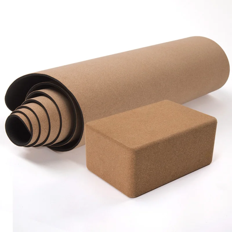 

OEM Thick Mat Yoga Cork Block Natural ,Private Label Yoga Mat Set, Cork color