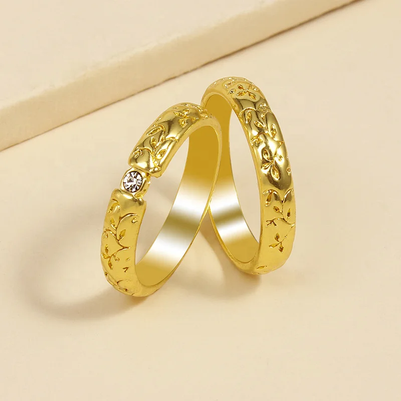 

2021 New diamond couple 18k gold plated rings pair women jewelry geometric fashion wedding knuckle rings small order wholesale