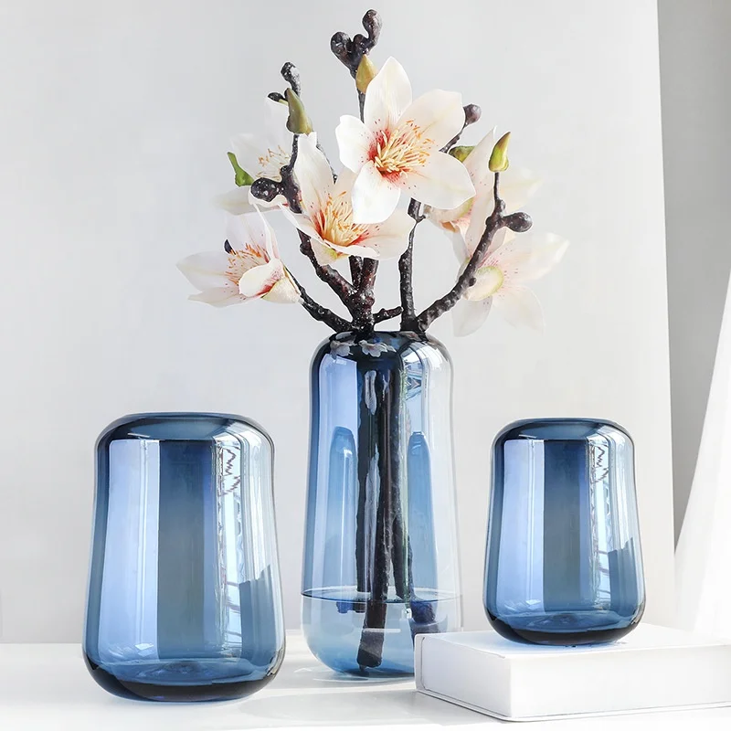 

Modern high-grade electroplating mirror modern transparent glass vase combination flower arrangement hotel flower arrangement, Clear transparent