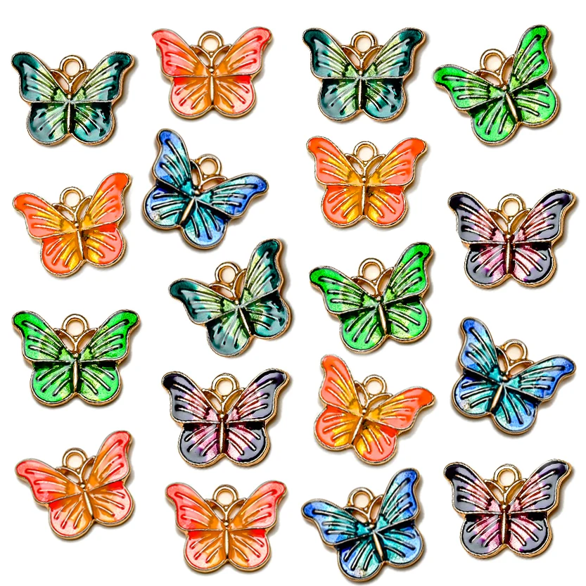 

Fashion gradient butterfly enamel alloy charms pendant for jewelry making wholesale, Picture