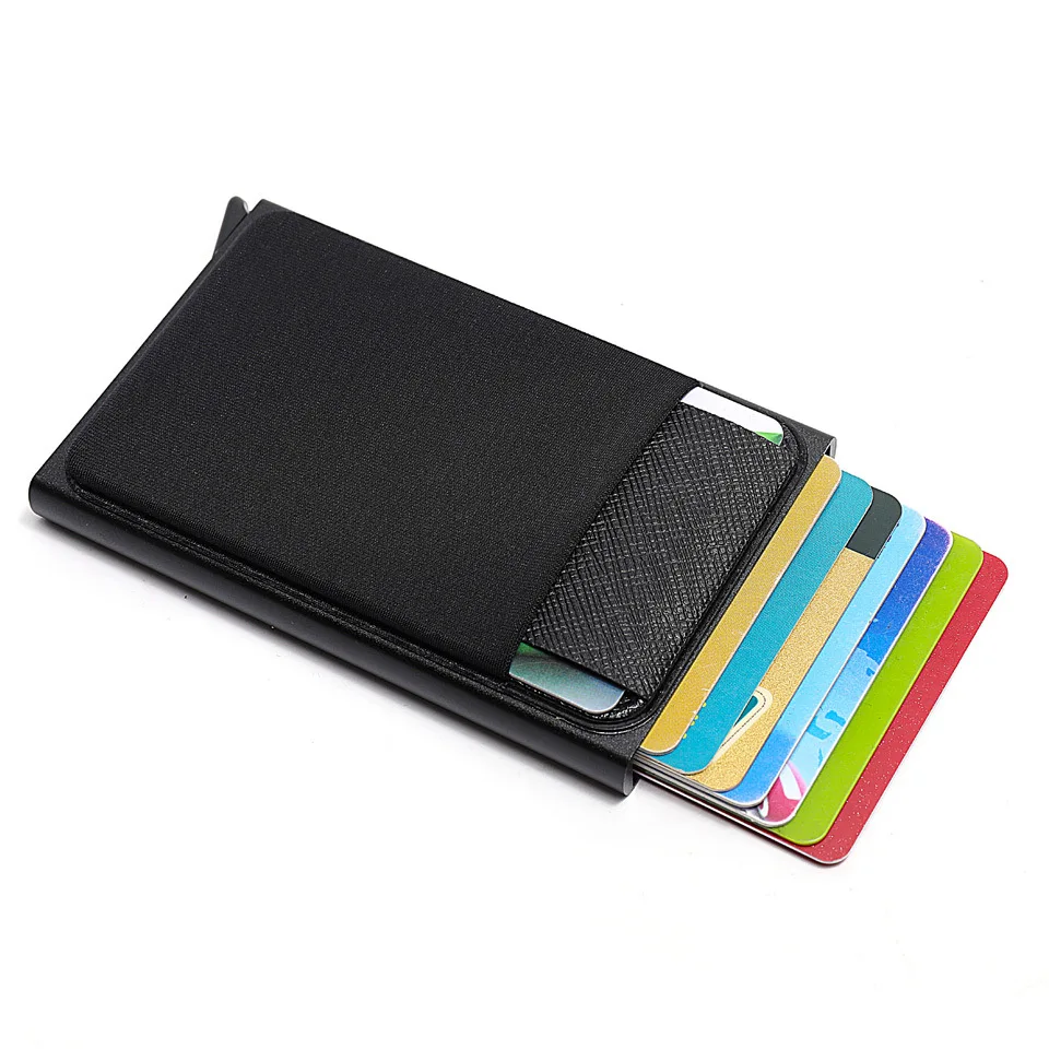 

DIENQI Rfid Card Holder Anti-theft Bank Card Pack Triangular Cover Aluminum Alloy Card Box Wallets Mini Wallets Thin