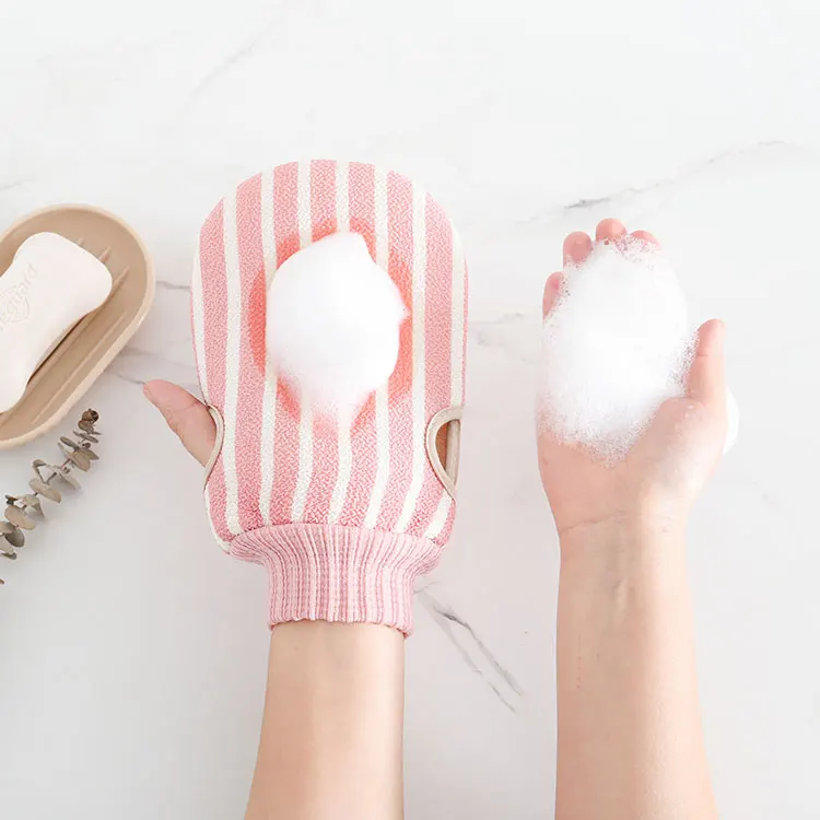 

Hot selling exfoliating Cleaning bath glove wash bathing hand glove bath, Colors