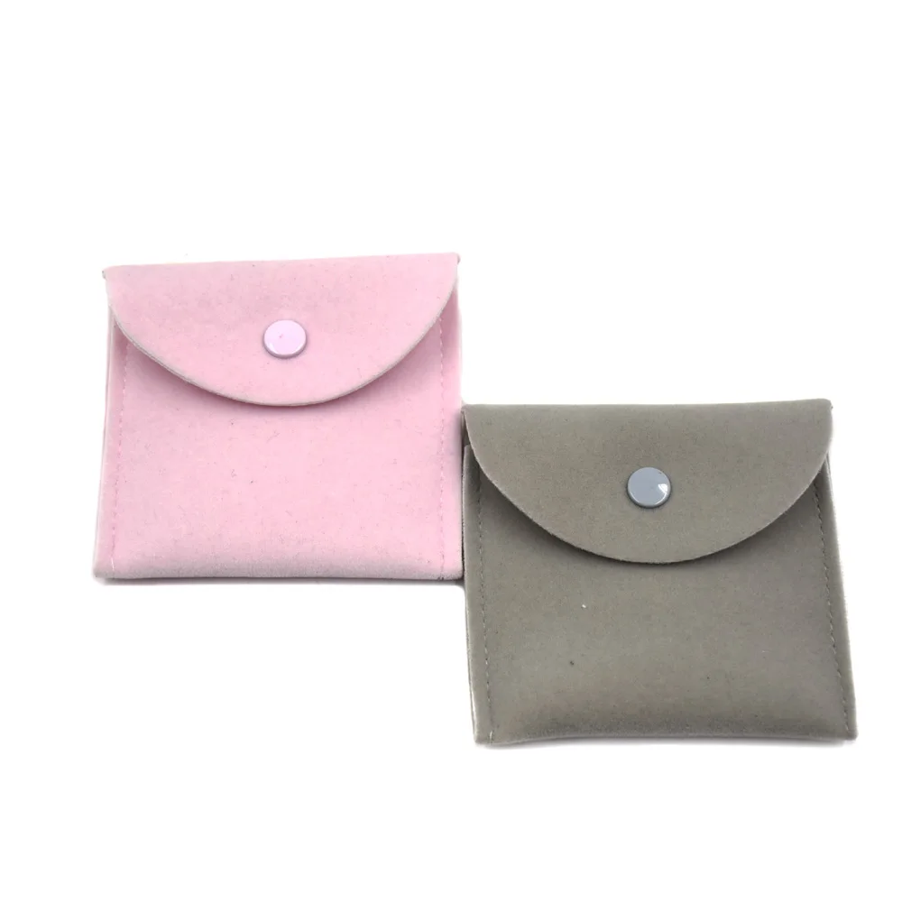 

Custom mini colored soft flap double faux suede velvet jewelry bag pouches for ring storage, Red, black, white, brown, blue,etc