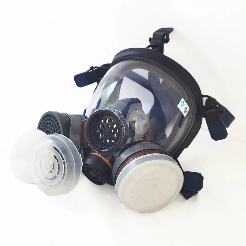 

2020 Wholesale Fireman Poisonous Vaporizer Military Full Face Gas Mask Respirator, Blue+ grey