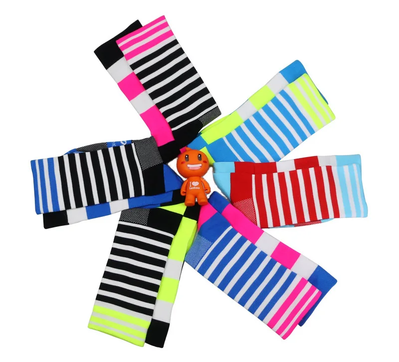 

Custom Logo Colourful Design Unisex Strip Cycling Cool Crew Bike Sport Socks