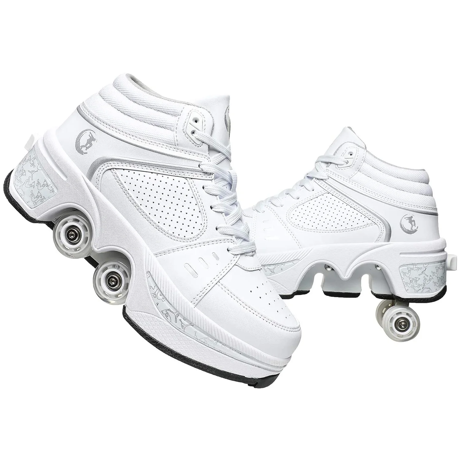 

Double-Row Deform Wheel Automatic Walking Shoes In-visible Deformation Roller Skate 2 in 1 Removable Pulley Skating Parkour