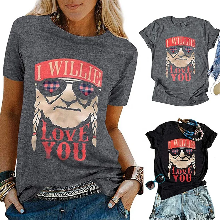 

I WILLIE LOVE YOU letter short sleeve t-shirt