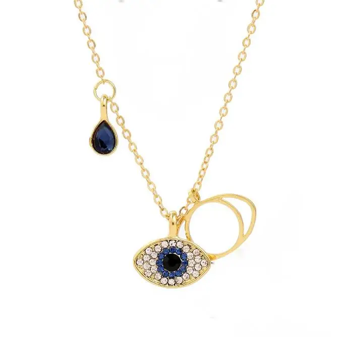 

See Your Heart Hot Selling Ins Niche Net Blue Eye Pendant Necklace Trend Multi Layer cColor Stone Necklace