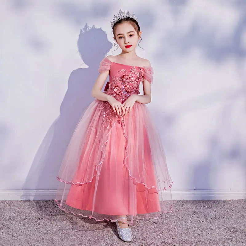 

High Quality Baby Frock Designs Boutique Girl's Grown Dress Western Style For Kids Evening Party Girl Dress LP-213