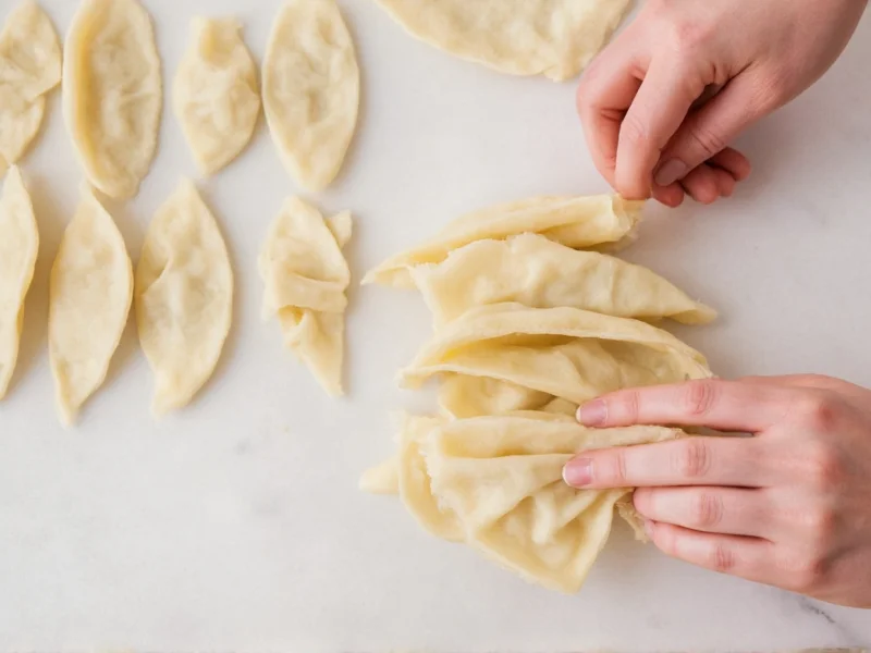 Step-by-step dumpling folding technique demonstration