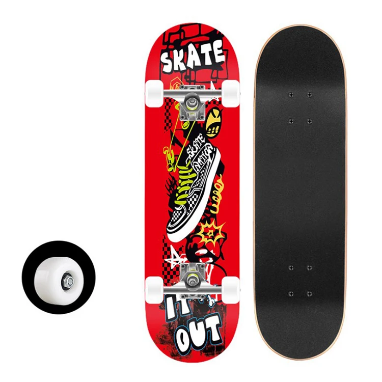 

High Quality Kids Teenager Boys Girls Adult Four-wheeled Double Warped patineta skate maple skateboard, Customized color