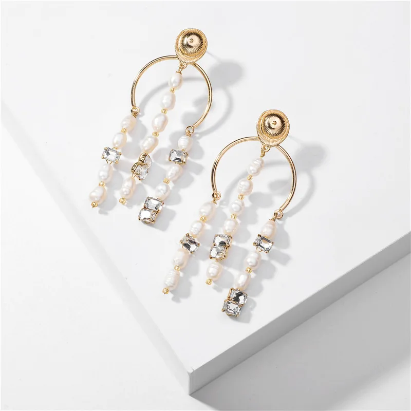 

Exaggerate Natural Large Shell Stud Earrings Freshwater Baroque Pearl Long Pendant Earring