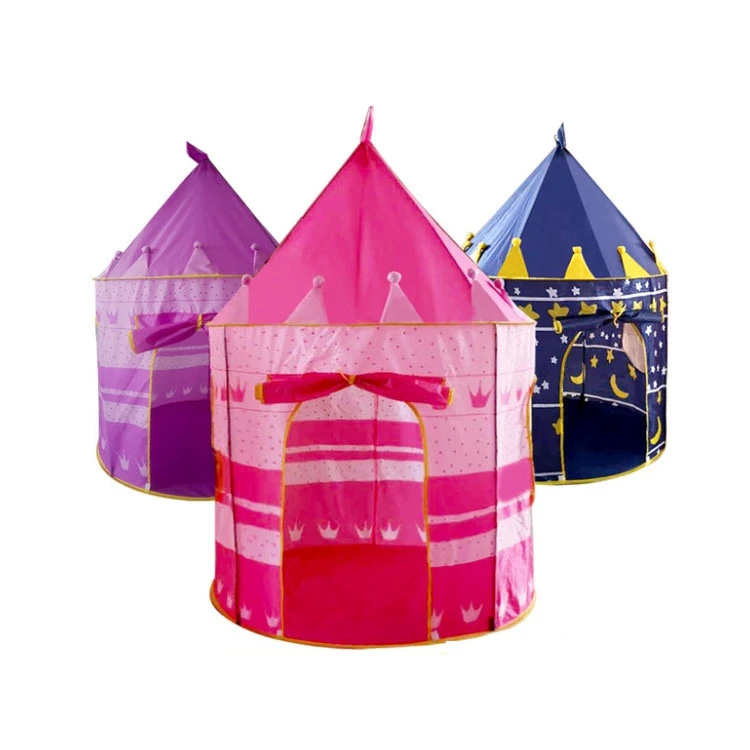 

Indoor Kids Castle Tent / Blue Pink Hexagon Children Play Tent