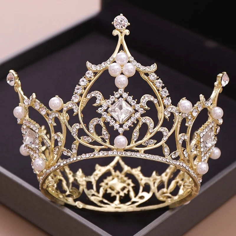 
Genya Jewelry bride hair accessories wedding jewelry crown tiara with pearl round crown wedding hair accessories for stage 