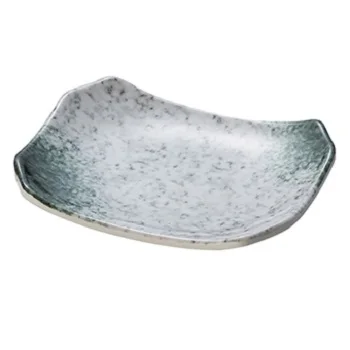 

6 inch hand polished for a high-gloss Collection Green Tempura Melamine curved rectangle Plate, Multicolor