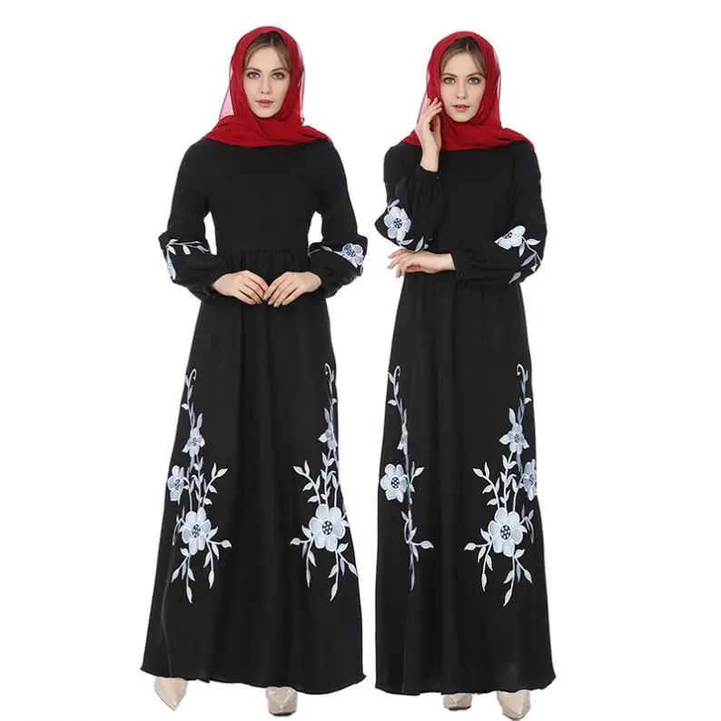 

2021 Hot Sale Women's Dignified Elegant Muslim Dress Solid Color Islamic Clothing