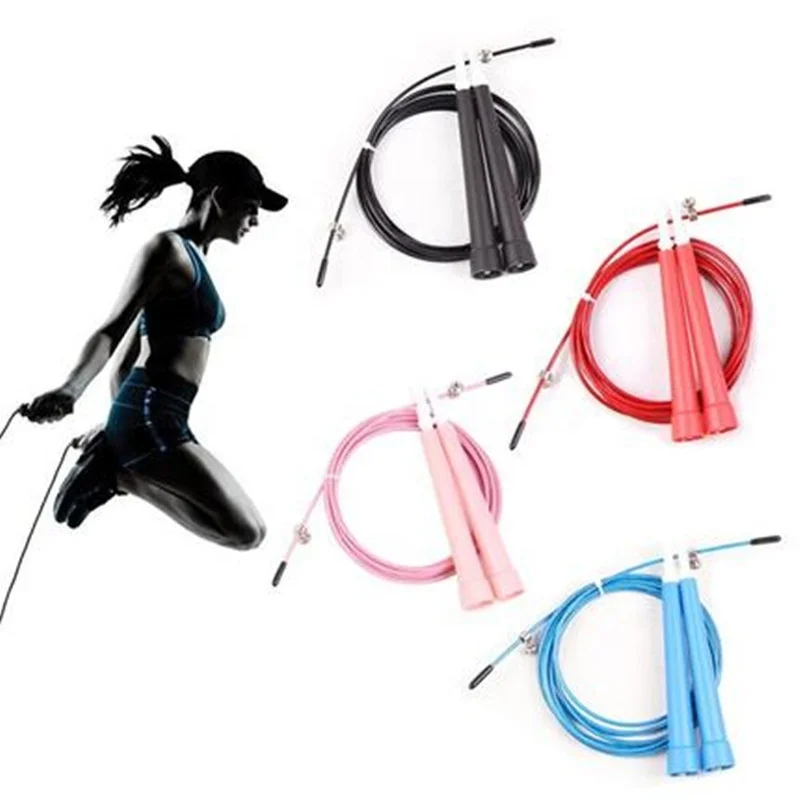 

TY Jump Skipping Ropes Cable Steel Wire Adjustable Fast Speed ABS Handle Flexible Jump Ropes Gym Fitness Training Sports, Black/ pink/ blue/ red / gray / yellow