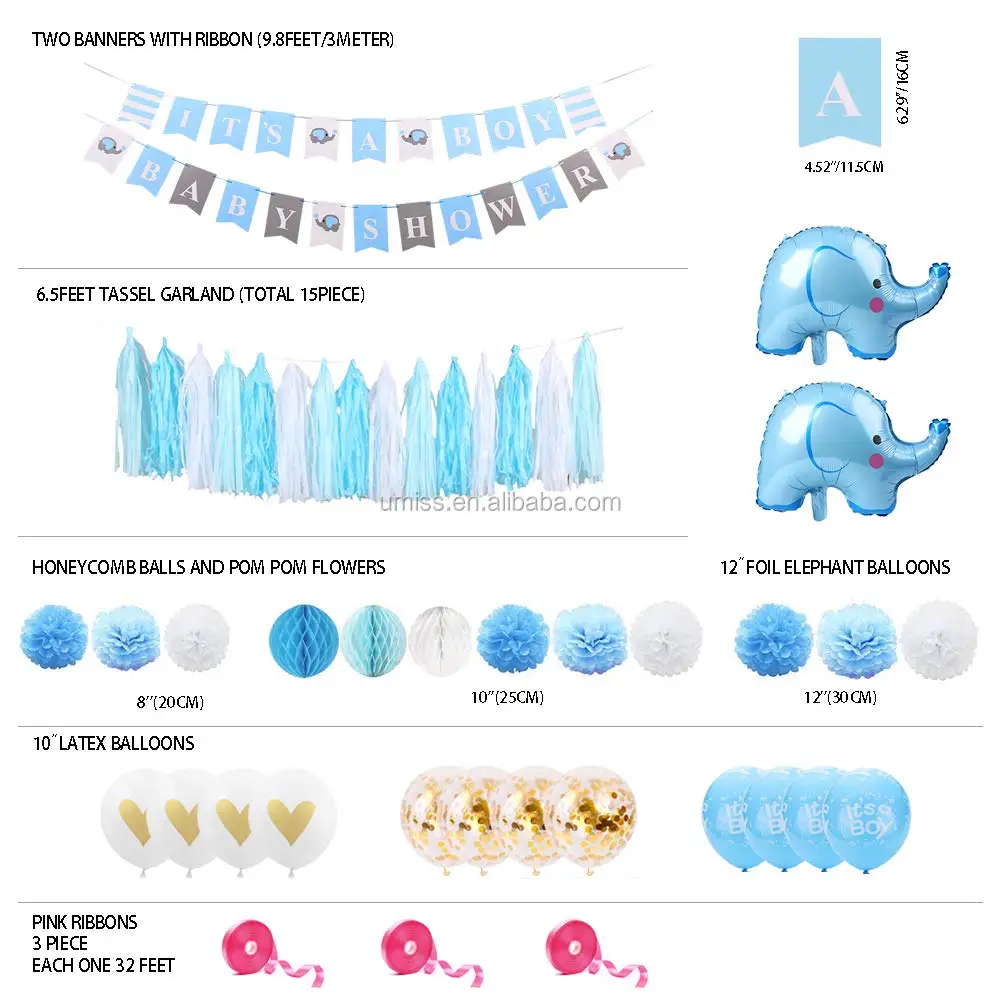 Umiss Baby Shower Decorations For Boy Elephant Theme It S A Boy Party Decor With Paper Pom Poms Boy Shower Banners Buy Baby Shower Decorations For Boy Elephant Theme Party Decoration Paper Pom Poms Product