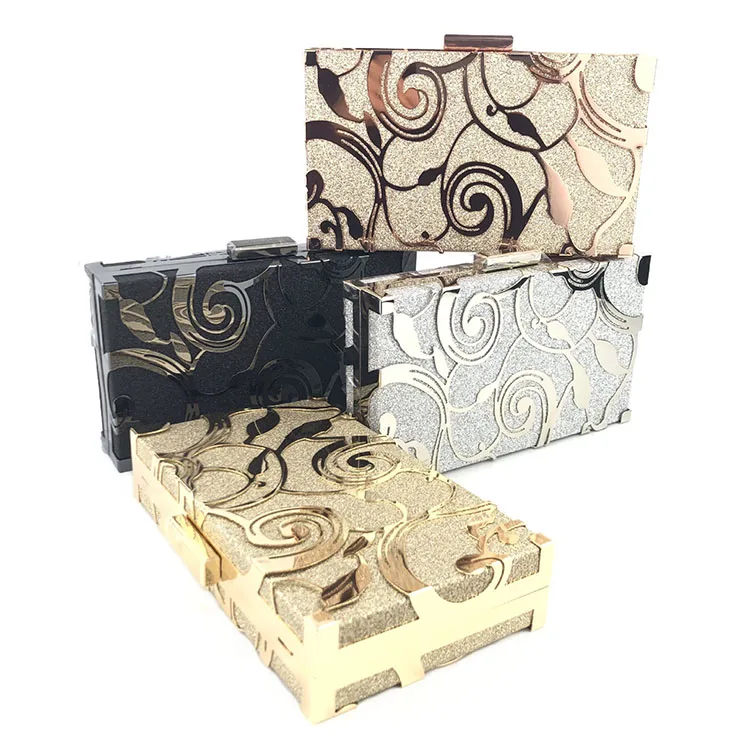 

Fashion metal gold glitter party suitable for bridal wedding one-shoulder clutch purse, Black, gold, silver, pink