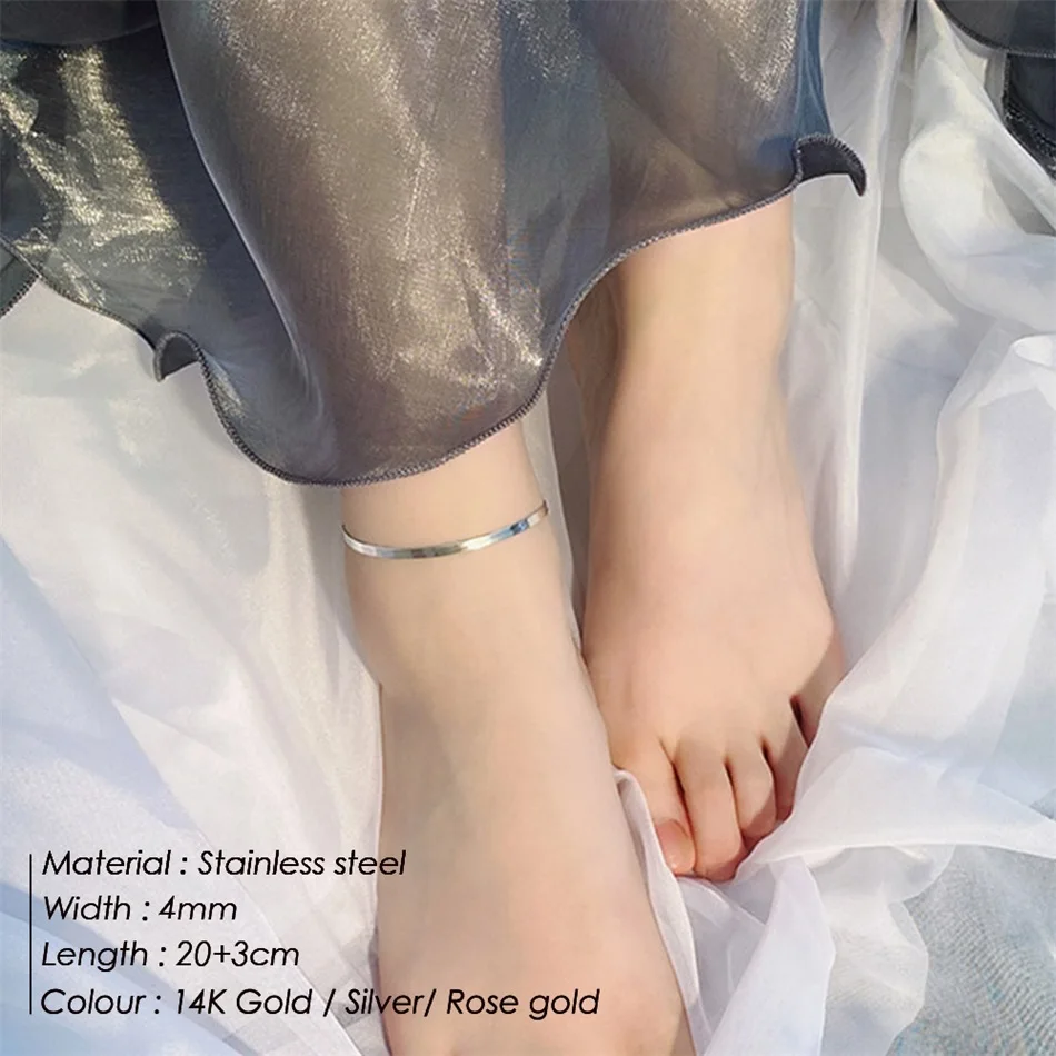 4mm Flat snake anklet 316L Sta