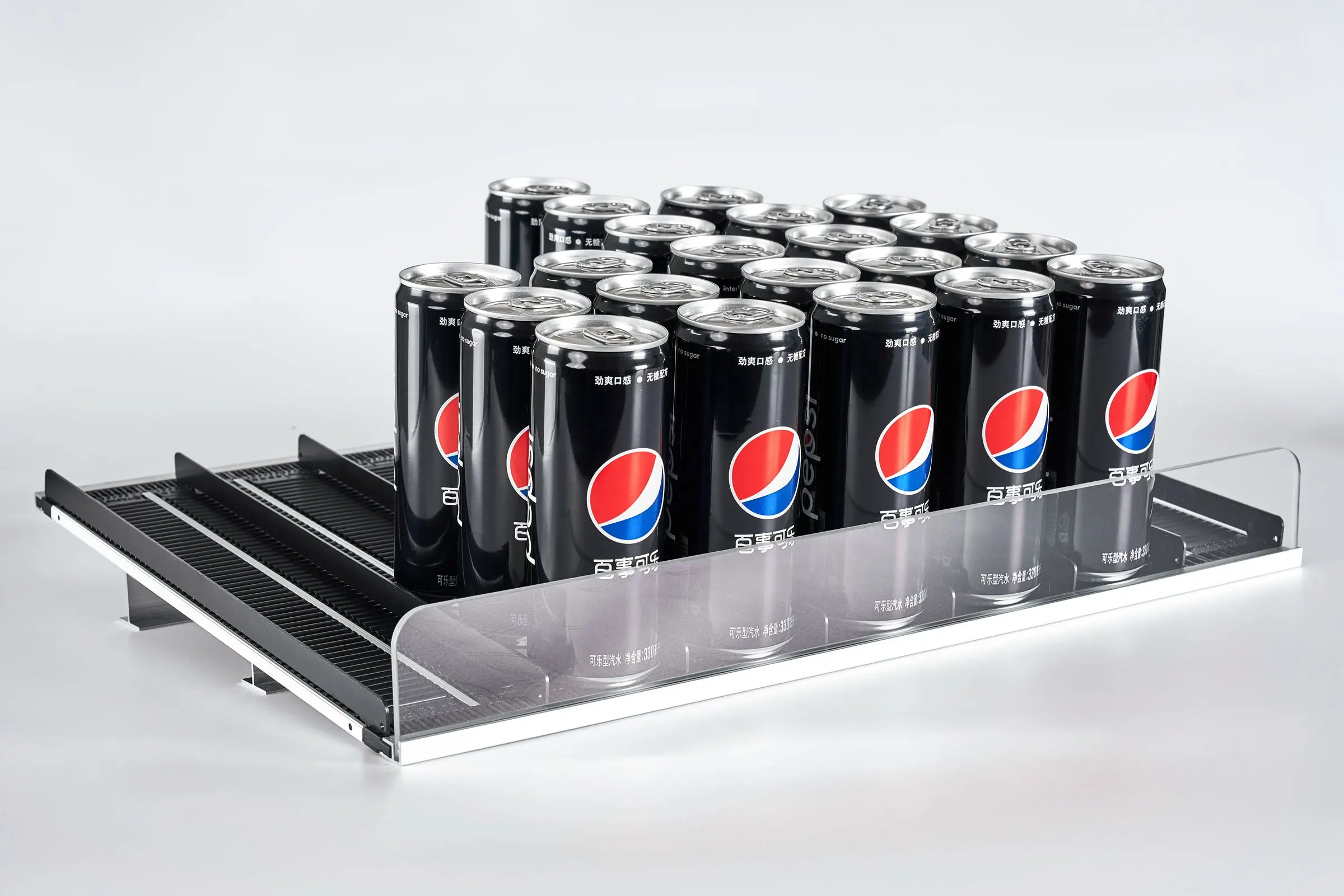 Flex Shelf Roller Beverage Display Rack Gravity Shelving For