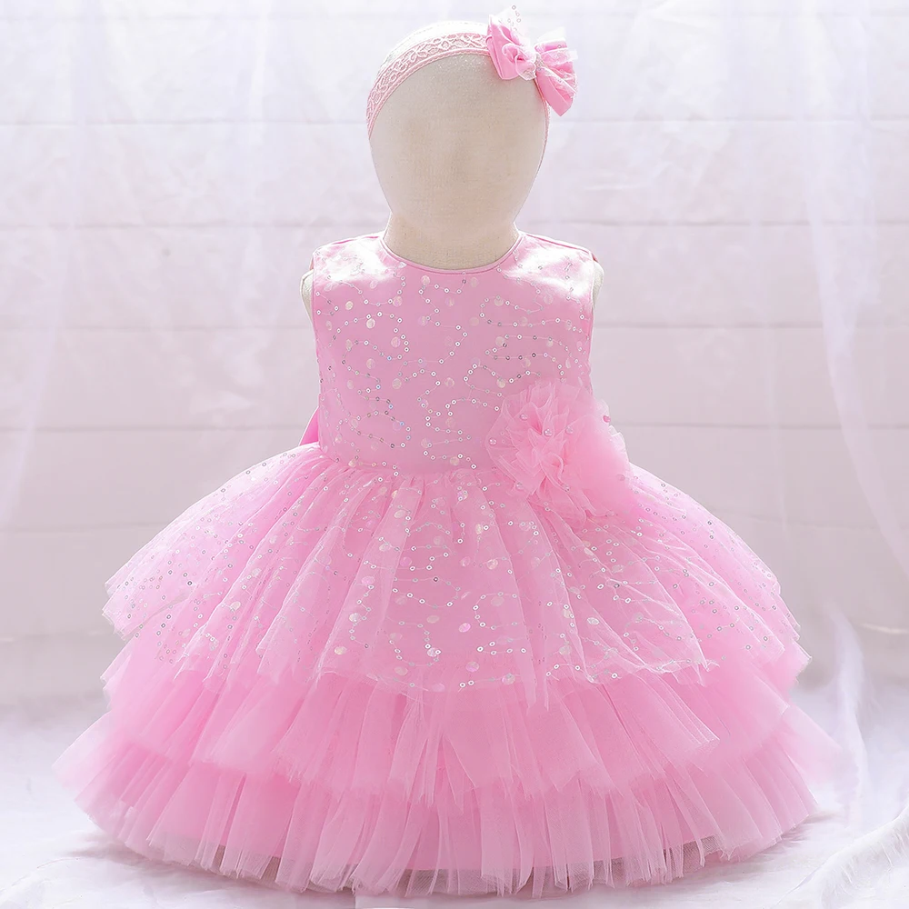 

Infant Baby Tulle Sleeveless Ball Gown Girls Birthday Party Frock Evening Princess Kids Tutu Layered Dress