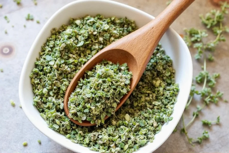 Mix of fresh and dried oregano leaves in a bowl