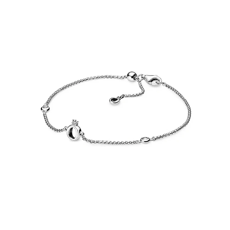 

Brand design crown charm silver pendant bracelets adjustable