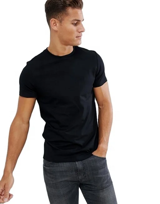 

High quality 2021 new 180g 95%Combed Cotton 5% Spandex High Quality Plain Tshirts Black Wholesale Custom Tshirt Men