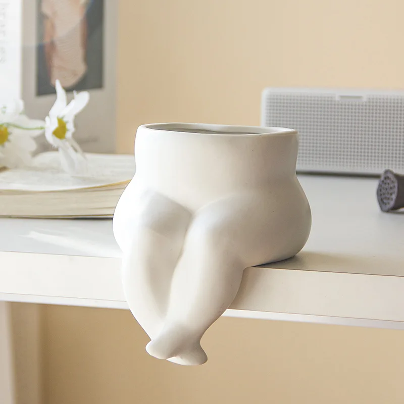 

Creative desktop floreros ornaments white body art flower pots home decoration ceramic vase sculpture