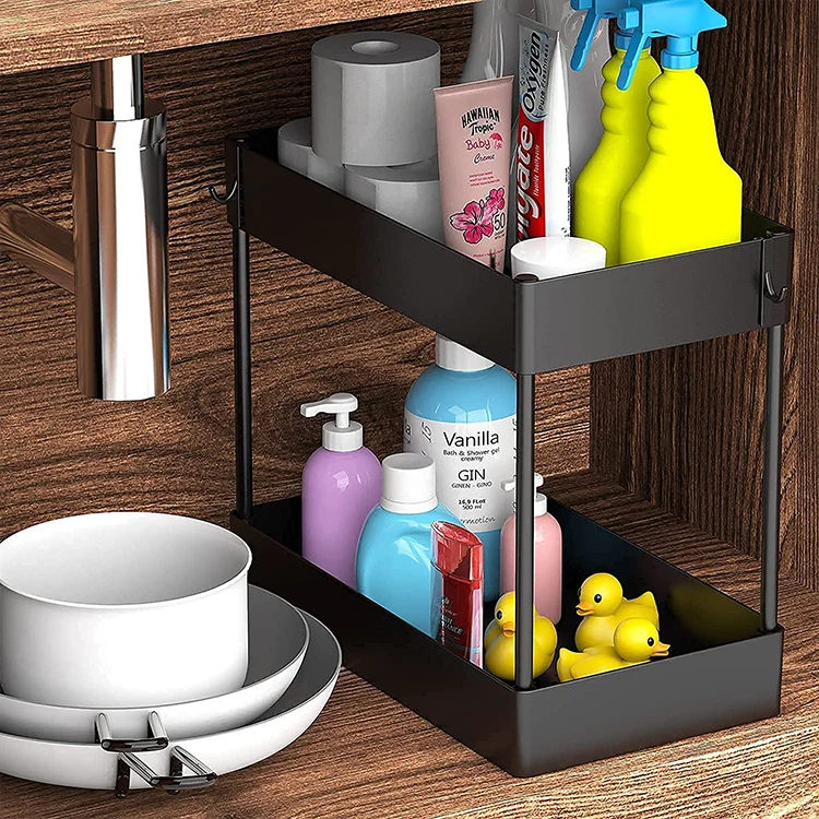 

Multi-Purpose Under Sink Organizer, Under Bathroom Sink Storage 2 Tier Organizer Storage Drawer Holder Rack, Customized color