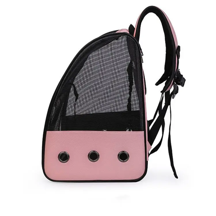 

Durable 2 Sides Ventilation Holes Fashion Carrier Pet Bag Mesh PU Pet Carrier Travel Cat Dog Carries Backpack, Pink