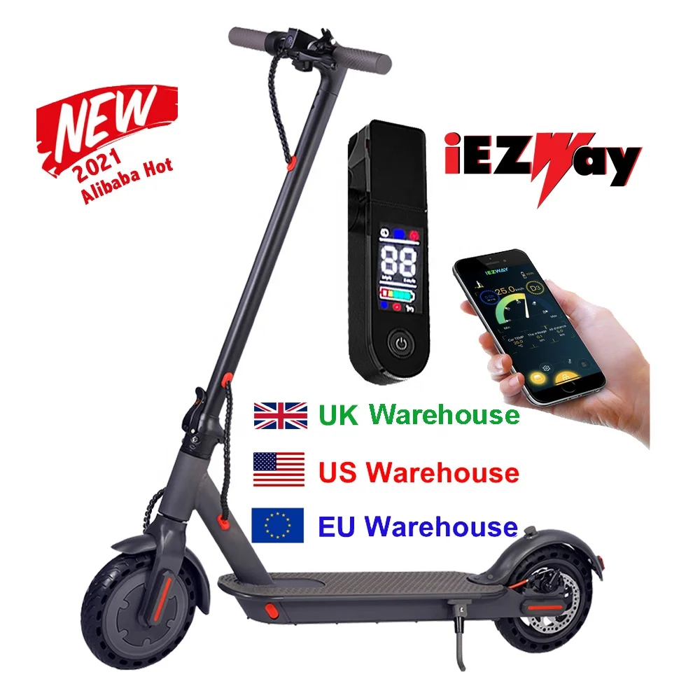 

2021 iEZway DDP USA UK EU Warehouse 350W Motor 32km/h Drop Shipping Two Wheel Foldable Adult Electric Scooter