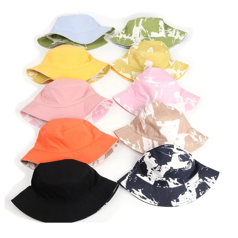 

2022 wholesale INS Hot sale cotton double side Colorful Hip hop hat unisex bucket hat graffiti floppy fisherman hat, Colors