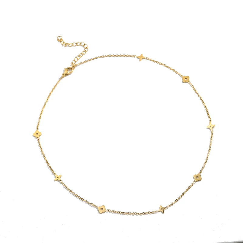 

18K Gold Plated Stainless Steel Lucky Flower Clover Necklace Spring 2021 jewelry